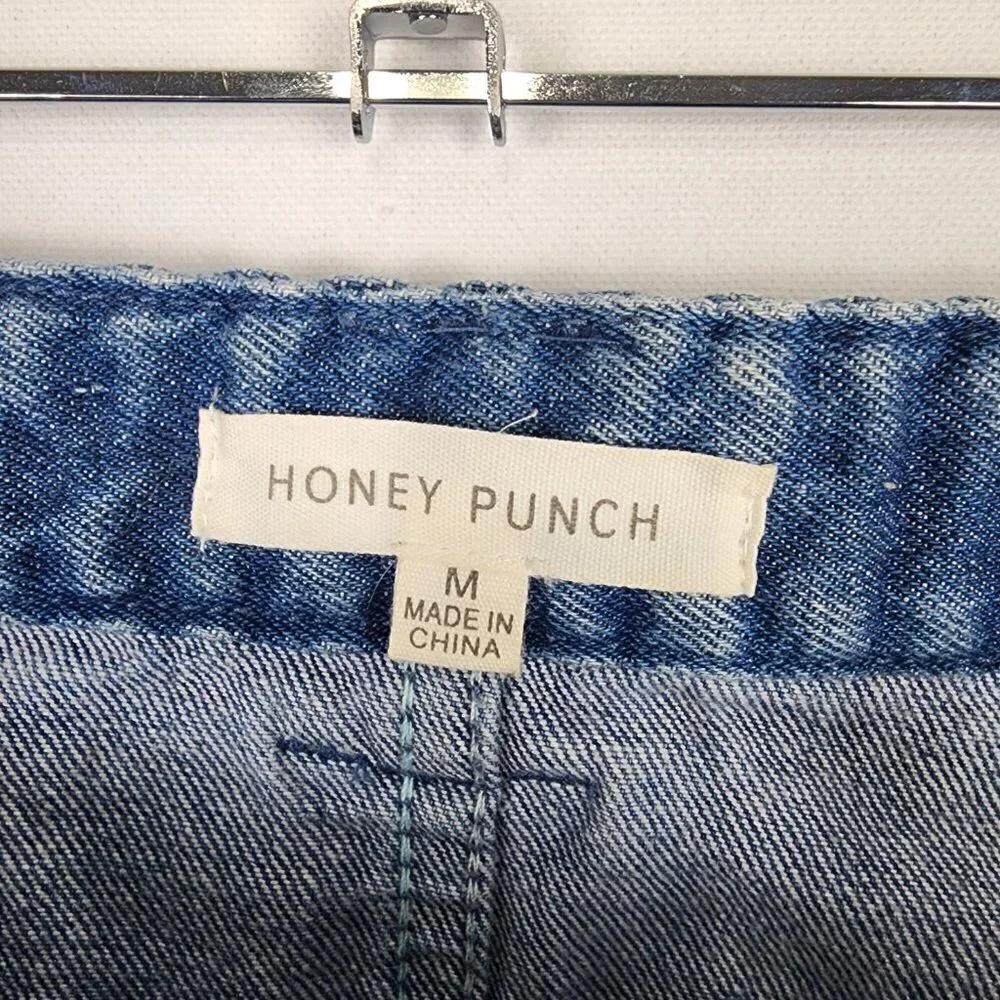 Honey Punch Button Up‎ Braided Waistband Denim Skirt M - Picture 7 of 8